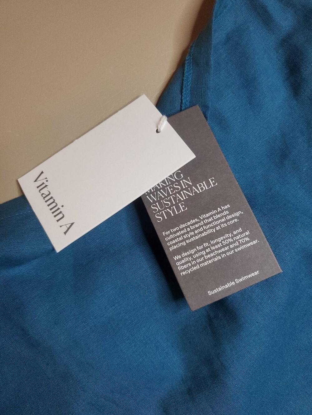 New Vitamin A Teal Spaghetti-Strap Swim Suit Cover Up Mini Dress Women's Size XL - Picture 5 of 7